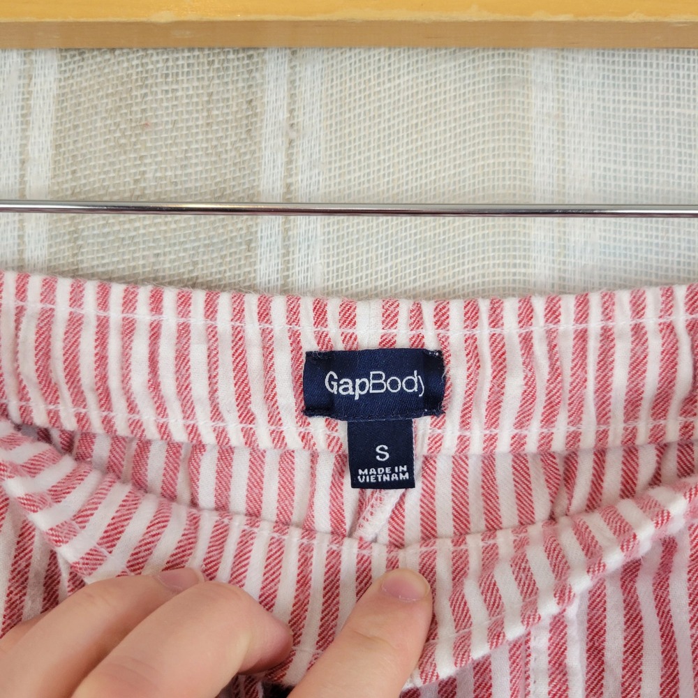 Gap Body 100% Cotton Pull on Pants Striped Size Small Pajamas Pockets Red White - Picture 7 of 11